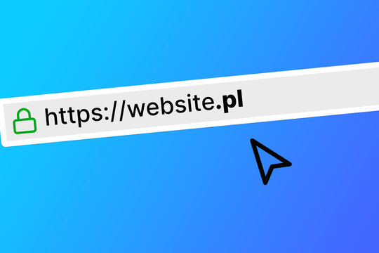 browser bar with the url of a website with a pl top level domain