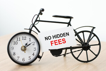 No hidden fees text on the card, which is located on the clock on an isolated background