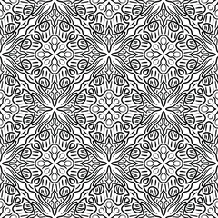 Seamless abstract pattern. Black and white colors. Hand drawn vector background. Trendy monochrome seamless mandala, fabric texture, wrapping.
