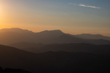 Silhouette of the hills at sunset
