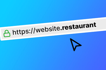 browser bar with the url of a website with a restaurant top level domain - obrazy, fototapety, plakaty