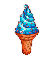 Appetizing ice cream in a waffle cup