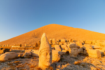 Statues in Mount Nemrut at sunset