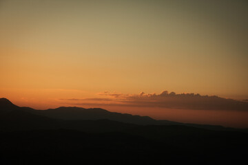 Silhouette of hills at sunset