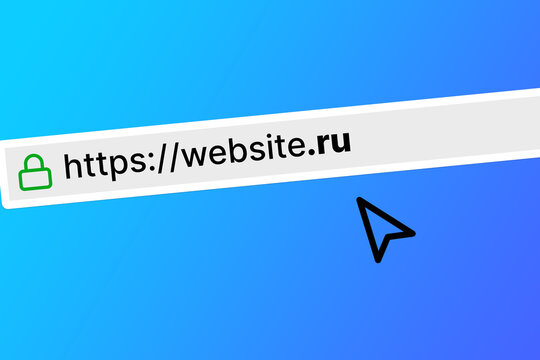 browser bar with the url of a website with a ru top level domain
