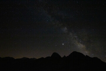 Milkyway and silhouette of the hills