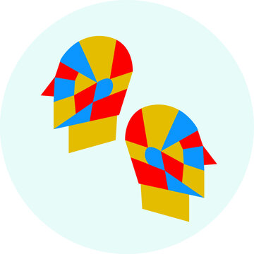 Gemini horoscope symbol vector. Geometric art gemini sign in simple colorful style. Constellation symbol art in colorful baby style. Icon vector gemini illustration. Bauhaus print zodiac. 