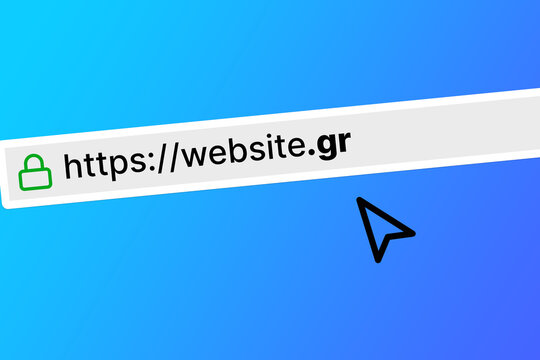 browser bar with the url of a website with a gr top level domain