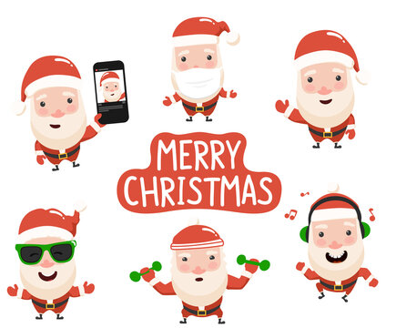 Santa cartoon characters set. To see the other vector Santa illustrations , please check Christmas collection.