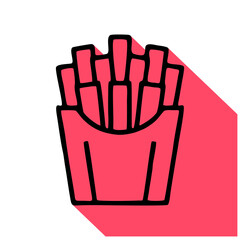 French fries flat line icon. Vector thin sign of fast food, cafe logo.