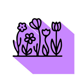 Spring flowers flat line icon. Vector thin sign of gardening, planting, ecology logo