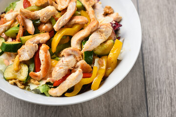 Healthy organic Chicken Caesar Salad.