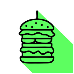Burger flat line icon. Vector thin sign of fast food cafe logo.