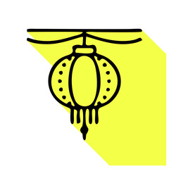 Chinese paper lantern flat line icon. Vector thin sign of new year decoration, asian logo