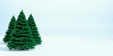 Christmas tree, sale of trees on blue background, copy space