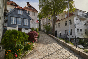bergen, old town, nautical district, wooden houses, monument reserve, unesco, tourist attraction, flag day, public holiday, norway, independence day, bicycle, bicycles in the city, 17th may, 3 - 389967734