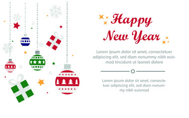 Christmas poster background. Christmas promotion poster template with christmas decorations and happy new year concept. with place for text.