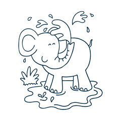 Vector illustration of baby elephant cartoon,Very Cute baby elephant standing