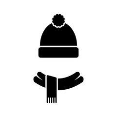 Scarf and hat icon, Flat design. Vector illustration. Isolated.