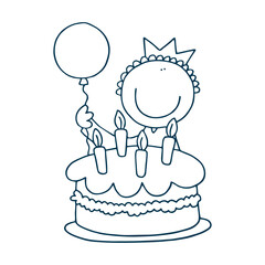 Birthday party. Happy teenagers celebrates standing at the festive table with gifts and birthday cake