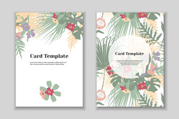 Set of 2 boho greting card templates, tender pastel colorls, white background.