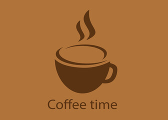 Hot aromatic coffee on the logo.