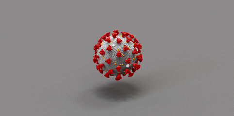 High resolution. Coronavirus microscopic view. Floating influenza virus cells. Dangerous asian ncov corona virus, SARS pandemic risk concept. 3d rendering