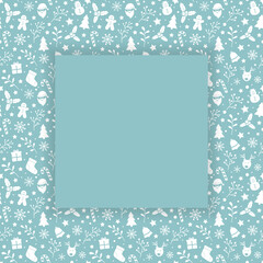 Christmas background with decorations and copyspace. Concept of Xmas frame. Vector