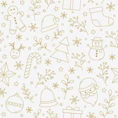Christmas texture with icons. Xmas background. Vector