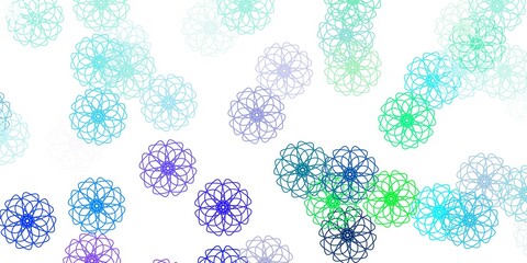 Light blue, green vector natural artwork with flowers.