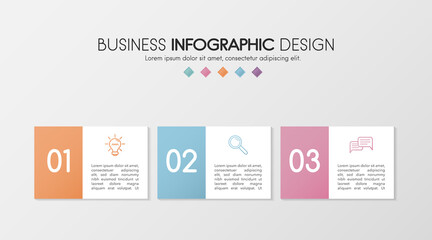Business diagram with icons and 3 options. Infographic design. Vector