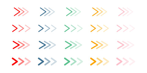 Arrow set icon. Colored arrow symbols. Arrow isolated vector.
