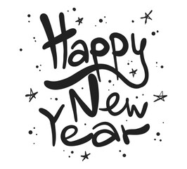 2021 happy new year calligraphy. Vector illustration hand lettering