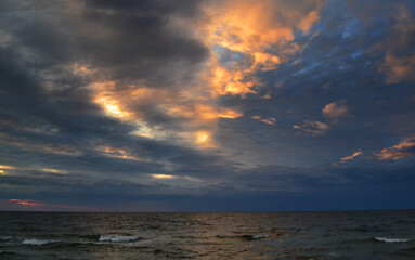 Evening sea sunset on the Baltic sea.
