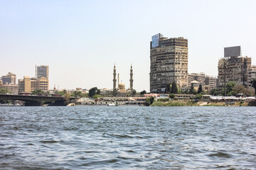 Egypt, Cairo - 05/05/2015: Walk around the city in the afternoon. Buildings and the Nile River.