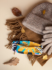 Winter cloths and a Covid face mask