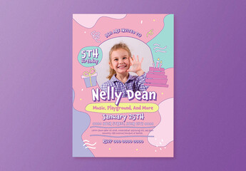 Boho Kids Birthday Party Flyer Layout