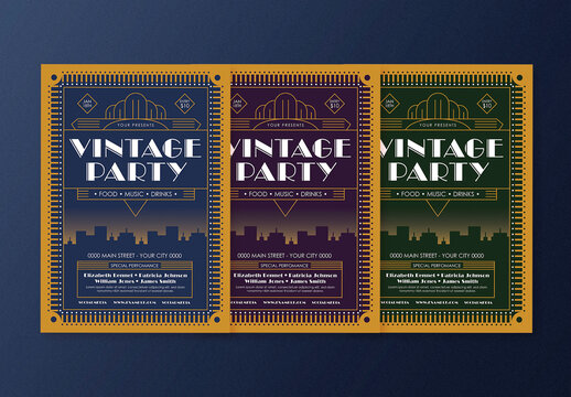 Multicolor Art Deco Party Flyer Layout