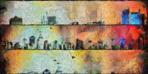 Abstract painting of New York Panorama. 3D rendering