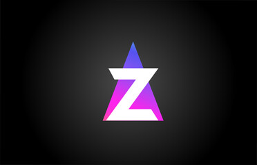 Alphabet letter Z logo icon for business and company. Pink blue triangle design