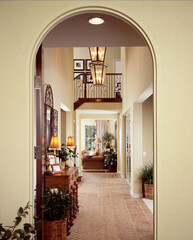 House staircase with Living room Dinning room Interior Design of Home.