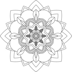 Easy Mandala coloring book simple and basic for beginners, seniors and children. Set of Mehndi flower pattern for Henna drawing and tattoo. Decoration in ethnic oriental, Indian style.