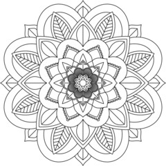 Easy Mandala coloring book simple and basic for beginners, seniors and children. Set of Mehndi flower pattern for Henna drawing and tattoo. Decoration in ethnic oriental, Indian style.