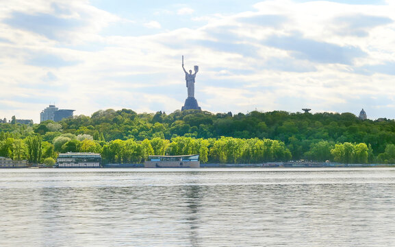 Kiev Dniepr river Motherland skyline