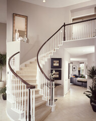 House staircase with Living room Dinning room Interior Design of Home.