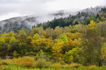 Bieszczady Mountains in Poland, beautiful autumn landscape