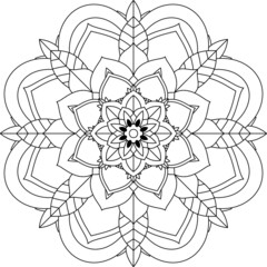 Easy Mandala coloring book simple and basic for beginners, seniors and children. Set of Mehndi flower pattern for Henna drawing and tattoo. Decoration in ethnic oriental, Indian style.