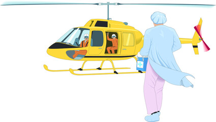 Doctor hurrying to helicopter