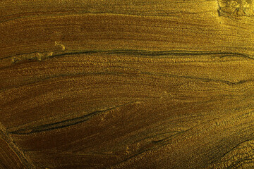 Beautiful stains of liquid shimmer nail polish,fluid art technique.Gold marble background.Make up concept.Fluid art,pour painting technique.Horizontal banner,can be used as backdrop for chat.