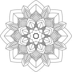 Easy Mandala coloring book simple and basic for beginners, seniors and children. Set of Mehndi flower pattern for Henna drawing and tattoo. Decoration in ethnic oriental, Indian style.